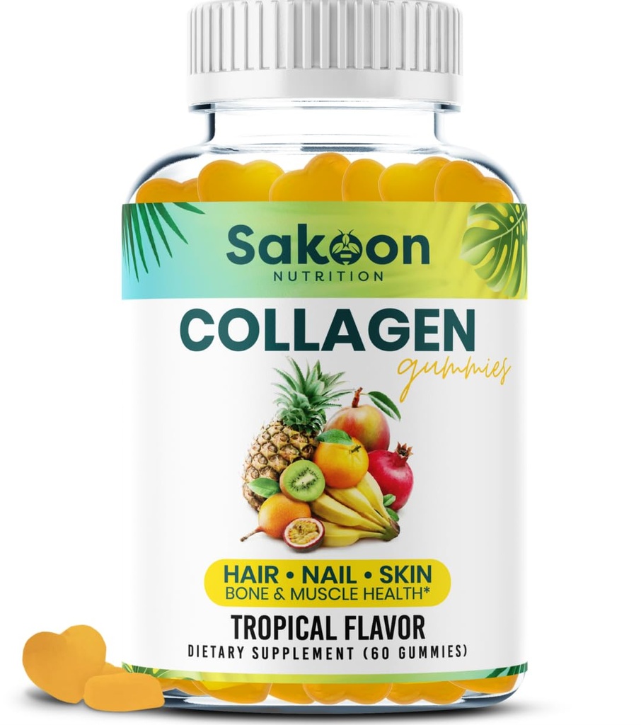 Halal Collagen Gummys for Women and Men - 抗衰老,发型生长,皮肤护理和强直钉蛋白Collagen补充剂 - 非GMO,Gluten Free - 美国制造