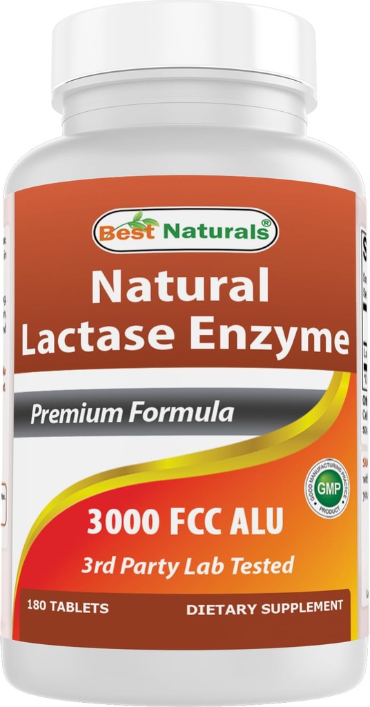 Best Naturals Fast Action Lactase Enzyme Tablet, 3000 Fcc Alu, 180 Counter (859375002900) (英语).