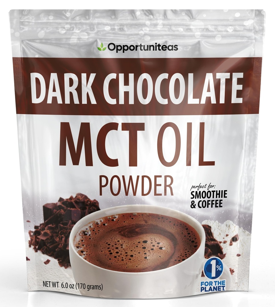 缩写:Opportuniteas MCT 油粉,咖啡的Keto Creamer,饮料和烟雾,低卡布 Keto 友好度,Boost 能量和Mental Focus, Ketogenic Edit, Gluten Free & Non-GMO, 暗巧克力 6 oz