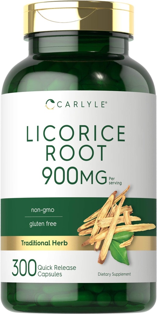 Carlyle Licorice Root Capsules 900mg = 300 伯爵 = 根提取 补充 = + 非 GMO, Gluten Free