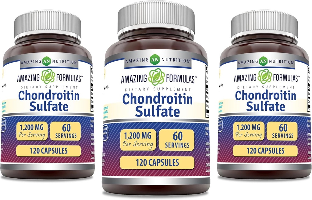 Chondroitin Sulfate 1200 mg Pervice Supplements – Capsules – Non-GMO – Gluten Free – 在美国制造(120个计数,3个包)