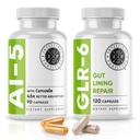 肠道堡垒 AI-5 & GLR-6 消化健康补充剂 Bundle w/Glutamine, Turmeric, Curcumin for Gut Health Capsule 补充剂与支持消化健康,Non-GMO,乳品免费-30天供应