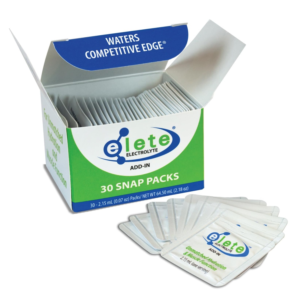 eleate Electrolyte Ad-in Hydrops Snap packs → Sodium, 镁, 钾和跟踪矿物 → 零糖, 不受欢迎的电解质 → 容易折叠和挤压包装使用 → 30 单服务