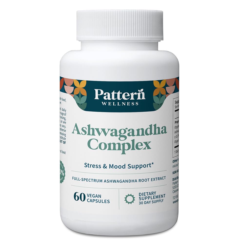 男女健康模式 Ashwagandha 综合体 - KSM-66和黑椒提取 - 全身和心脏健康 - 支持压力和Mood - 非GMO - 60 Vegan Capsules
