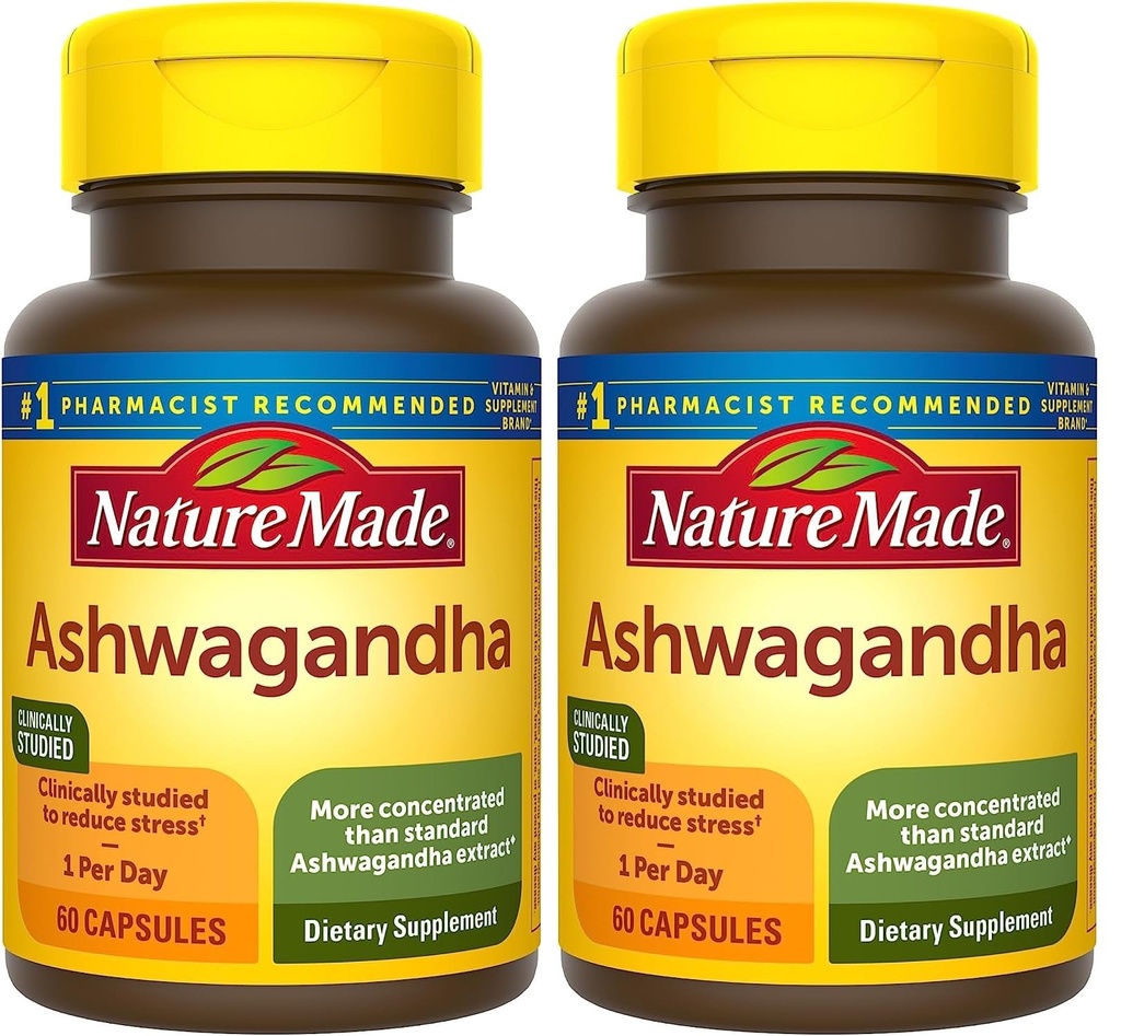 " 自然制造Ashwagandha Capsules 125mg 压力支持 " , " 60 Capsules " , " 60天供应 " (包2)