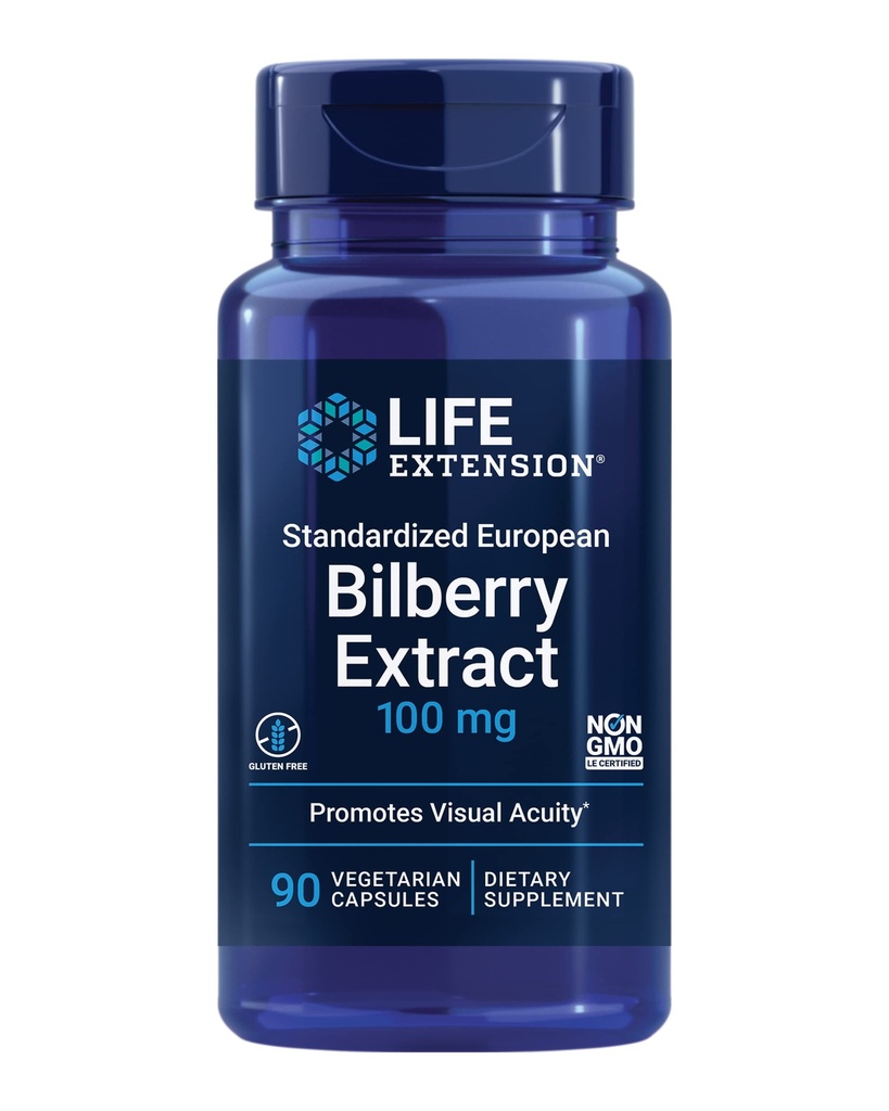 生命延长 标准化 欧洲Bilberry 提取,100 mg, MirtoSelect → Vaccinium myrtilus, 眼健康,流通,润滑剂,无葡萄糖,非GMO,蔬菜,90 Capsules