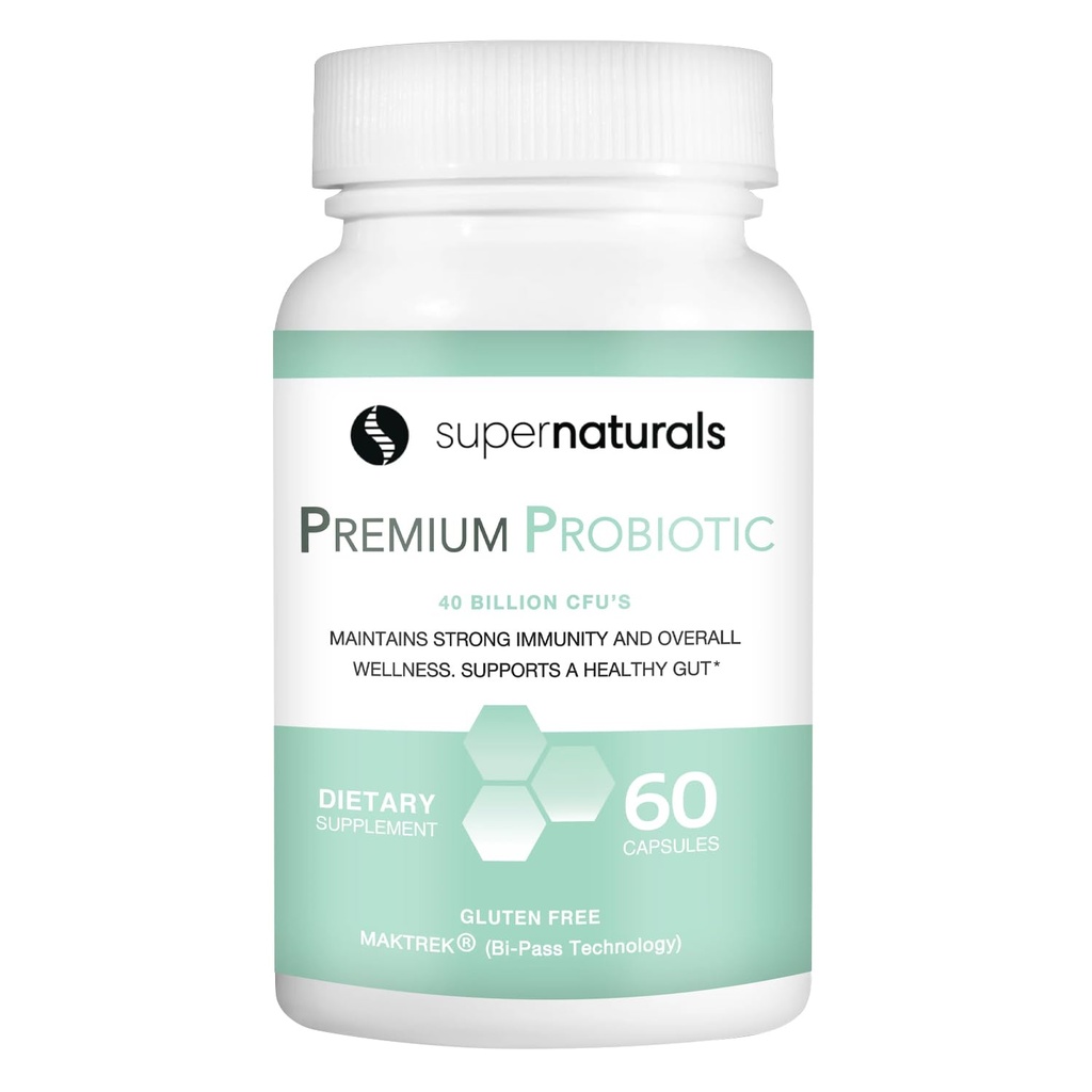 Premium Probiotics,40亿 CFU 消化性健康的Probiotics,用MAKTrek Bipass Technology制造,女性和男性的Gut健康Probiotics,60 Probiotic Capsules