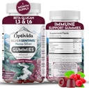 Optivida Nano银矿支持Gummys (60 Counter) – Beta Glucan 每日Immun支持的补编 Orcard Berry Flavor 用于Immune健康,与Beta Glucan 100 的Colloidal银矿支持