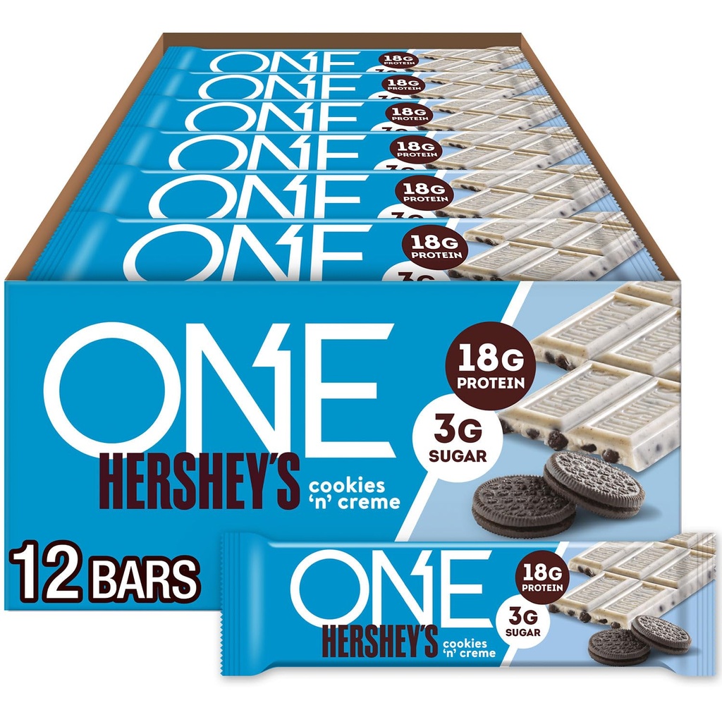 (原始内容存档于2017-09-29). One Protein Bars, Hershey's Cookies 'n' Creme, Gluten Free with 18g 蛋白质和3g Sugar, Pantry Staples, 2.12 oz (12 count) 互联网档案馆的存檔,存档日期2014-03-02.