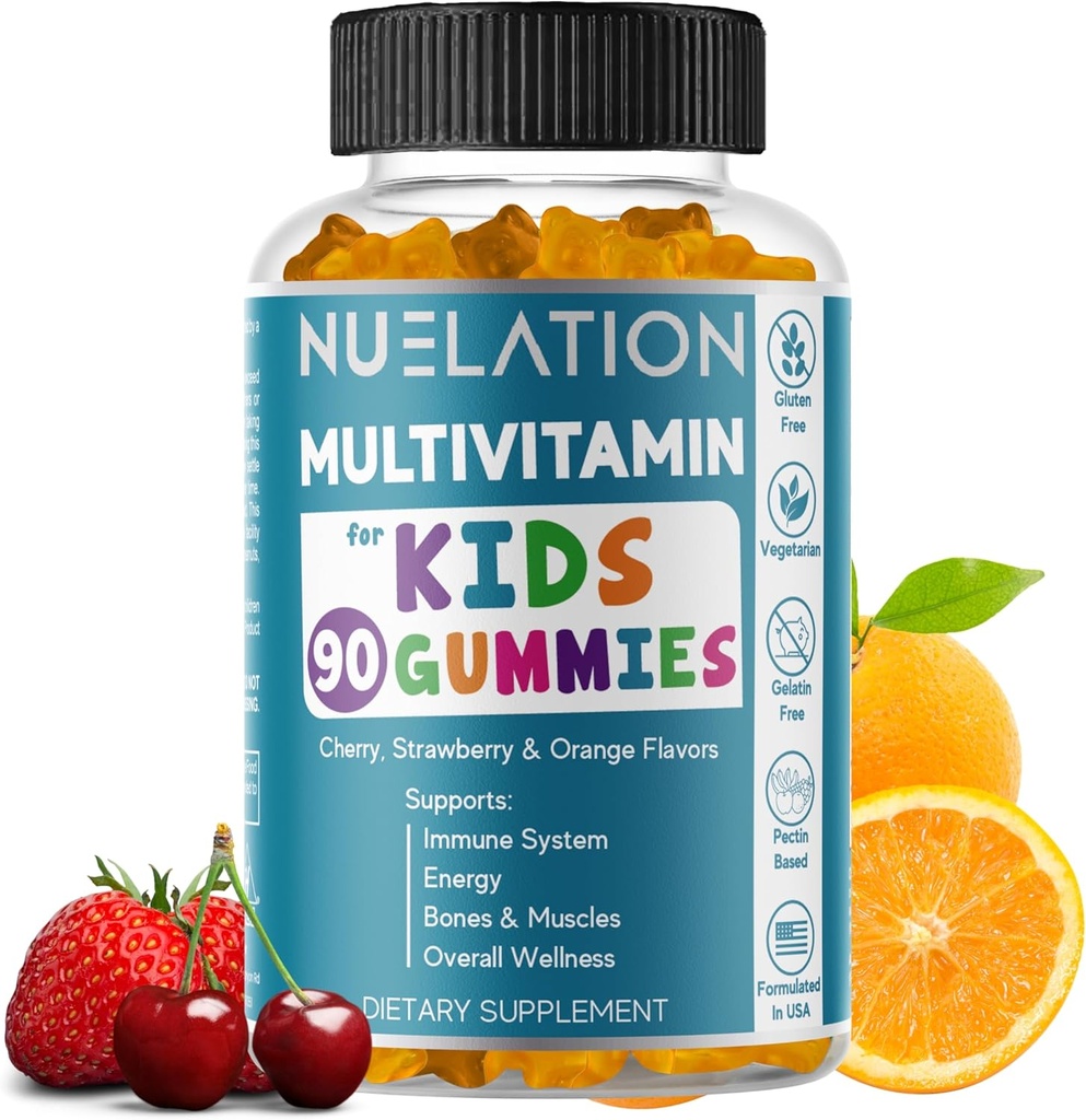 给孩子的Gummy Vitamins 45天供应 - 蔬菜, Gluten Free, Gelatin Free, 多维他命 Gummys for Kids to support Immune System and总体健康