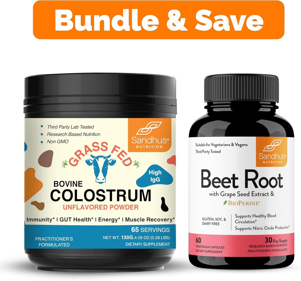 桑德胡的纯波维纳 Colostrum 粉末 配有 Bioperine Capsules== 支持 Imune, Gut, 肌肉与健康能量水平的人类和甜菜根粉末补充剂