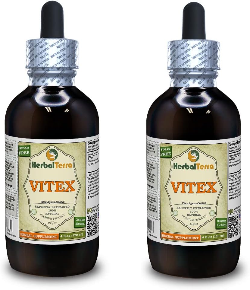 Vitex(Vitex Agnus-Castus) 丁香,有机干燥贝里什液体提取物(Brand name:Herbalterra, Proudly Made in USA) 2x4 fl.oz(2x120 ml)