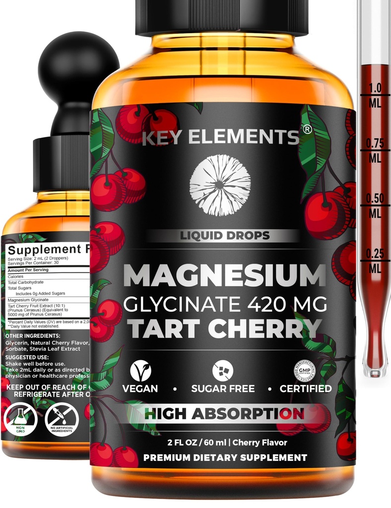 液态镁 Glycnit420 Mg 与天然酸樱桃提取 → 镁 Glycnit Drops 补充睡眠, Mood 和 流动性支持 → 天然酸樱桃提取