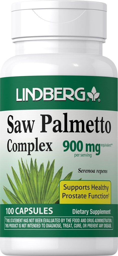 Lindberg Saw Palmetto 女性和男性提取器 → 900 mg → 100 capsules → 补充 Blend → Serenoa Repens → 非 GMO, Gluten Free