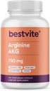 BESTVITE Arginine AKG 750mg(240个植物卡普勒斯) - 无 Stearates - Vegan - 非转基因 - Gluten Free
