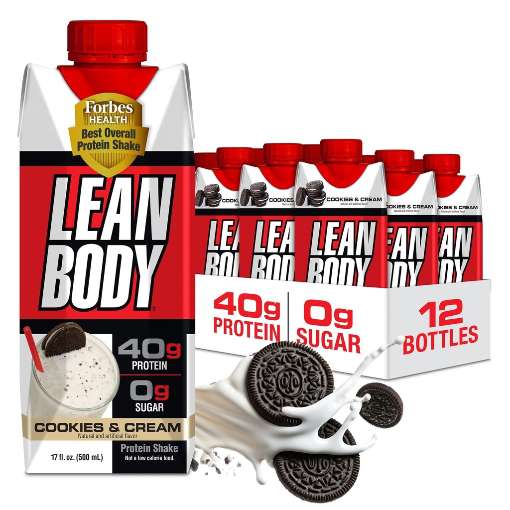 利安体 准备饮用 饼干和奶油蛋白 摇摆,40g蛋白, Whey Blend, 0 糖, Gluten No, 22 维生素和矿物, (可回收卡通和Lid - Pack of 12) LABRADA, 17 Fl Oz (Pack of 12)