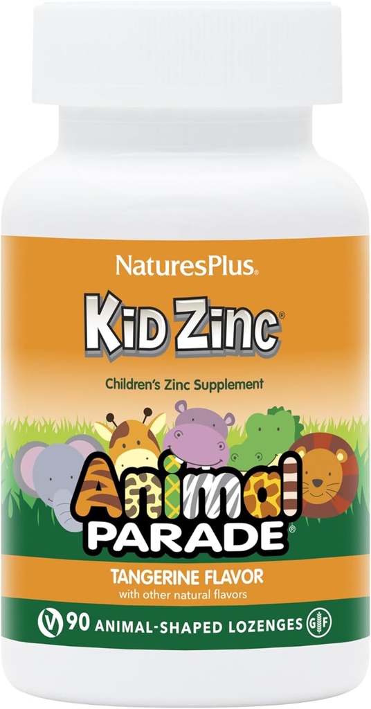 Natures Plus 动物游行 KidZinc, Tangerine Flavor - 90 动物-形状 Lozenges, 包 3 - 有机切合锌 - Vegan, Gluten Free - 270 总服务