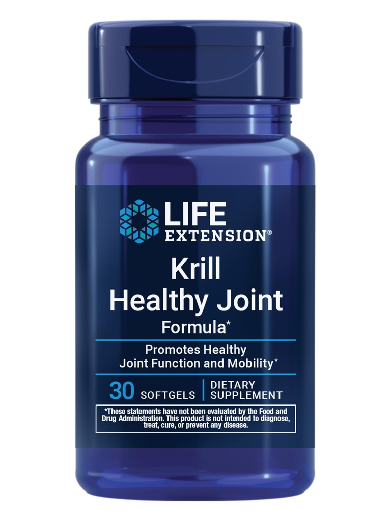 生命延伸 Krill 健康联合公式、 Krill 油、 Hyaluronic Acid、 Carotanoid astaxanthin 用于健康联合体、健康身体、无胶质、非GMO、30个软胶