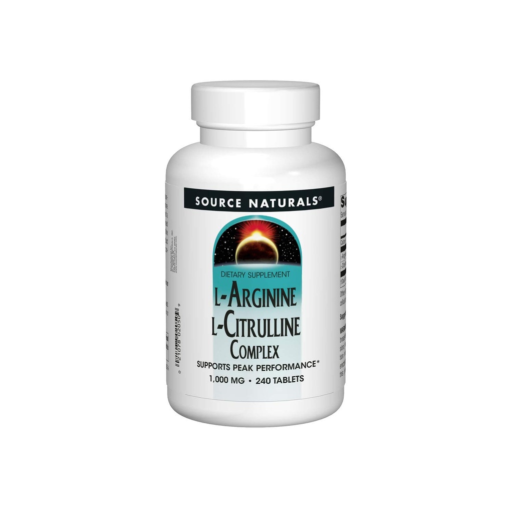 资料来源:天然L-Arginine L-Citrulline综合体,基本氨基酸补充剂,支持峰值性能*1,000毫克 - 240片