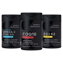运动研究 1250 mg Omega 3 Burpless Fish Oil from Single-Source Wild Allaskan Pollock, CoQ10(200mg) 增强w/椰子 MCT 石油用于更好的吸收和5 000iu维生素D,含100毫克Mk7维生素K