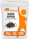 Bulk Assupports.com 黑辣椒抽取粉末 - 黑辣椒补充剂 管道补充剂 - Vegan & Gluten Free, 20 mg per service, 50g (1.8 oz) (Pack of 1)
