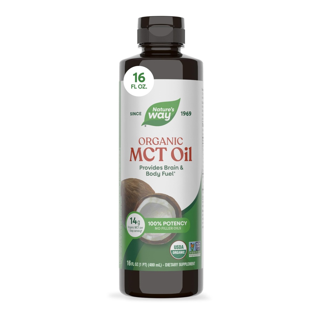 天然途径 有机MCT 石油、16 Fl Oz、来自椰子的脑和体燃料*、C8 Caprylic Acid和C10 Capric Acid、Keto和Paleo认证、有机、非GMO项目