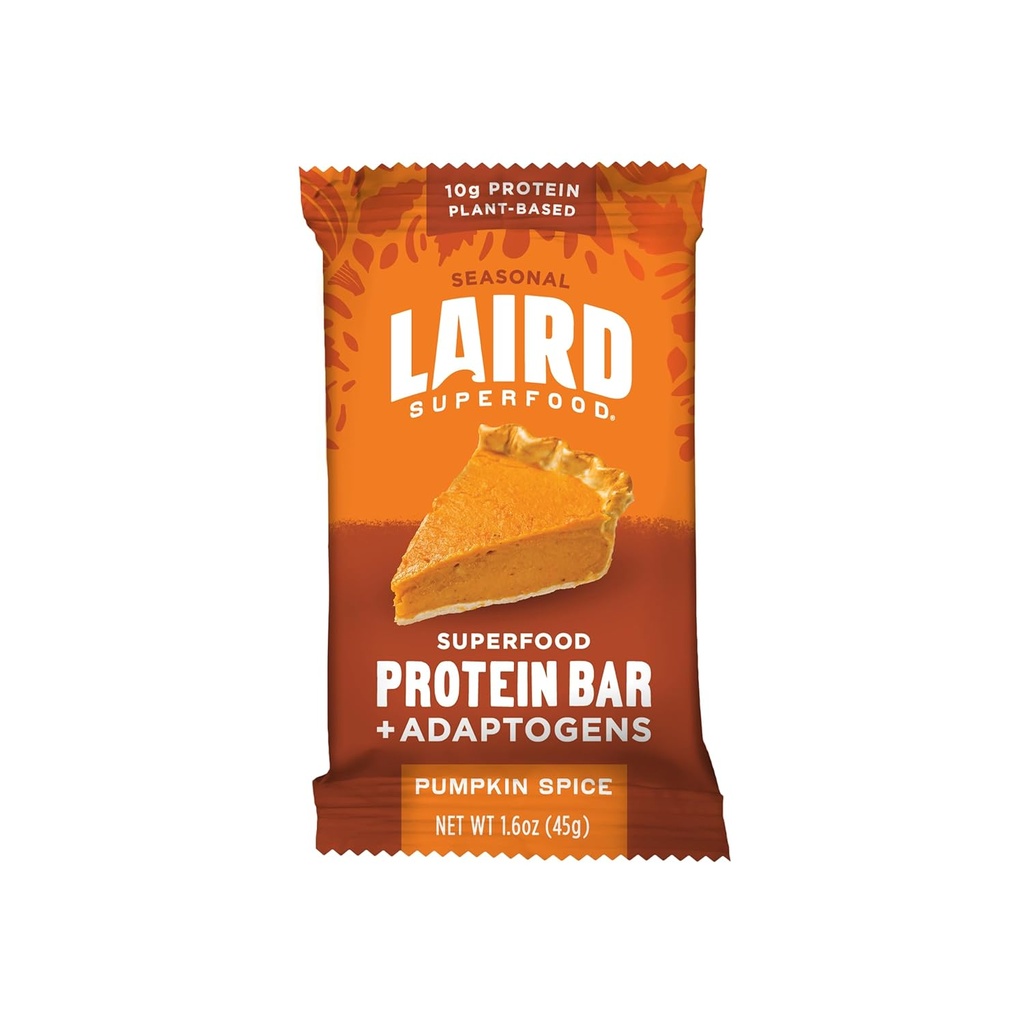 Laird Superfood 功能蛋白棒 – 蛋白棒 但与真实成份比较好,功能蘑菇 10g 植物基蛋白 6g Fiber - 非GMO - 南瓜 10 Counter (Pack of 1)