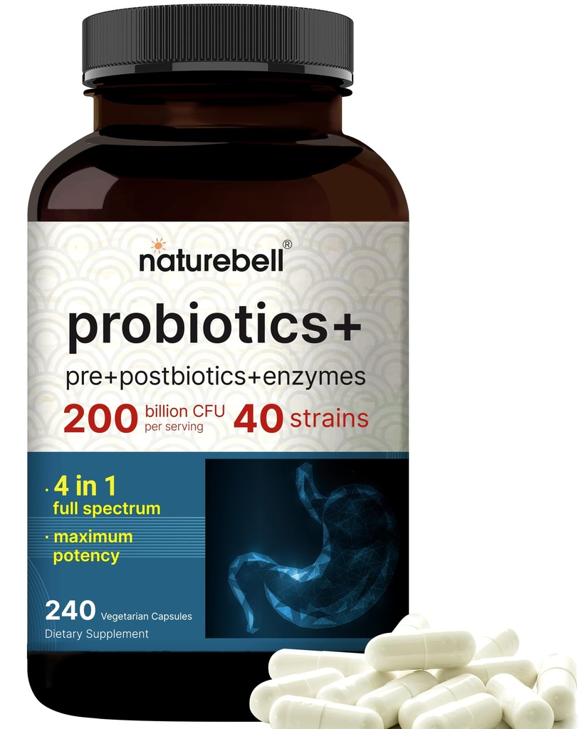 200亿 CMU – 40 Strains Pervice – 240 Veggie Capsules with Prebiotics and Probioluteive Health – Gut Health & Bloating Support – 男女日常Probiotics