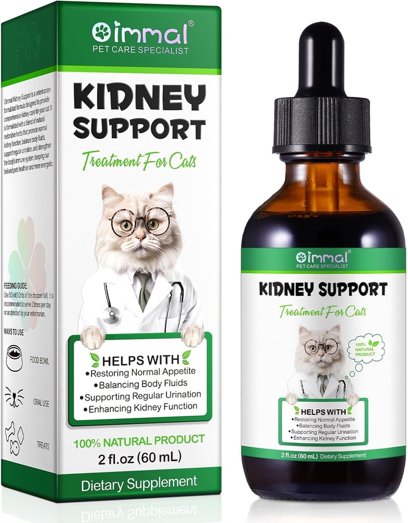 ALIVO 肝脏支持 猫、肝和肾支持 猫与天然草药提取 帮助平衡猫肝和肾健康,自然宠物草药补充 猫 - 60毫升