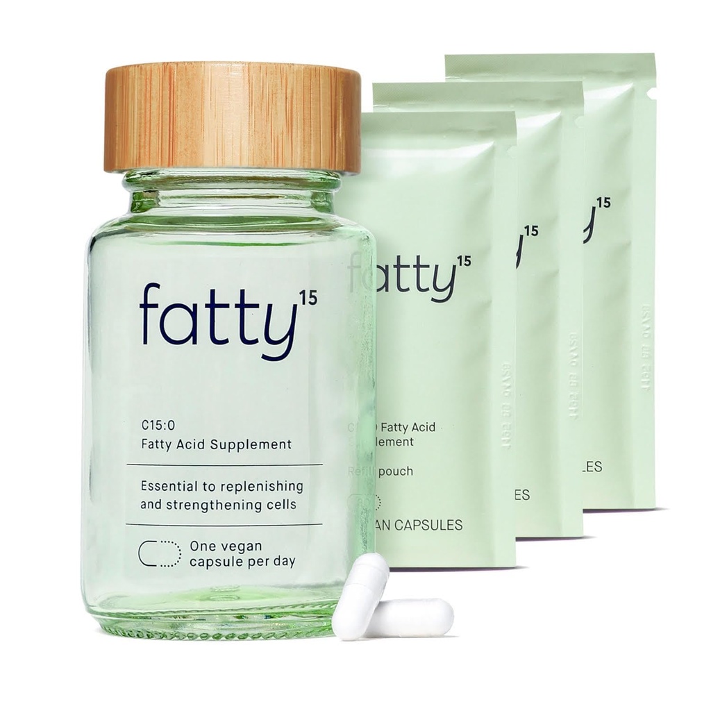 Fatty15 C15:0 五甲酸补充剂 长寿营养剂 - 90 Vegan Capsules - 鱼油Omega的3x细胞增益 补充剂 - Gut Health, Liver Support, & Mitochondrial Health