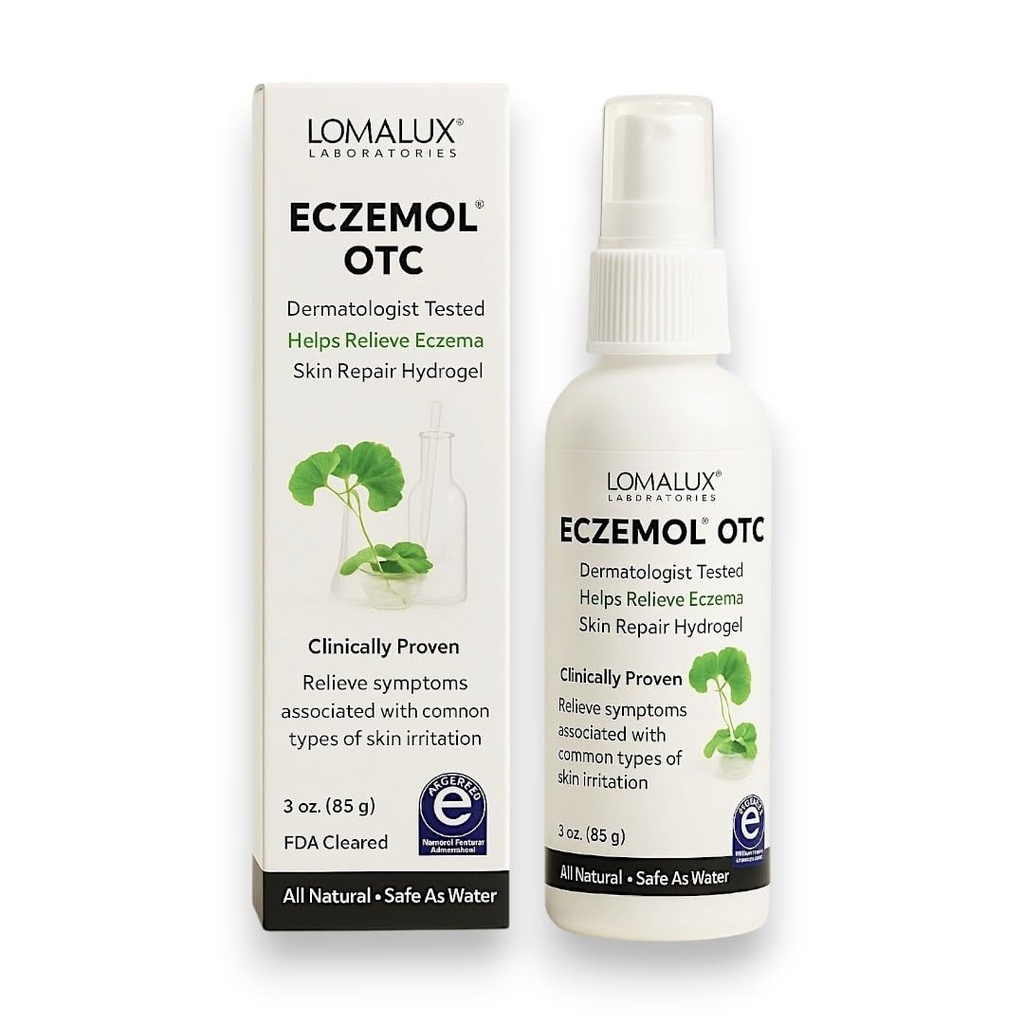 Loma Lux New Eczemol OTC Spray Natural & No Sting Hypoclous for Eczema, Wounds, Burns, Cuts, Radio Dermatitis, Skin Iritation, Sunburn, Itchy Skin, for Kids & addors (8 Fl Oz.) (原始内容存档于2018-03-09).