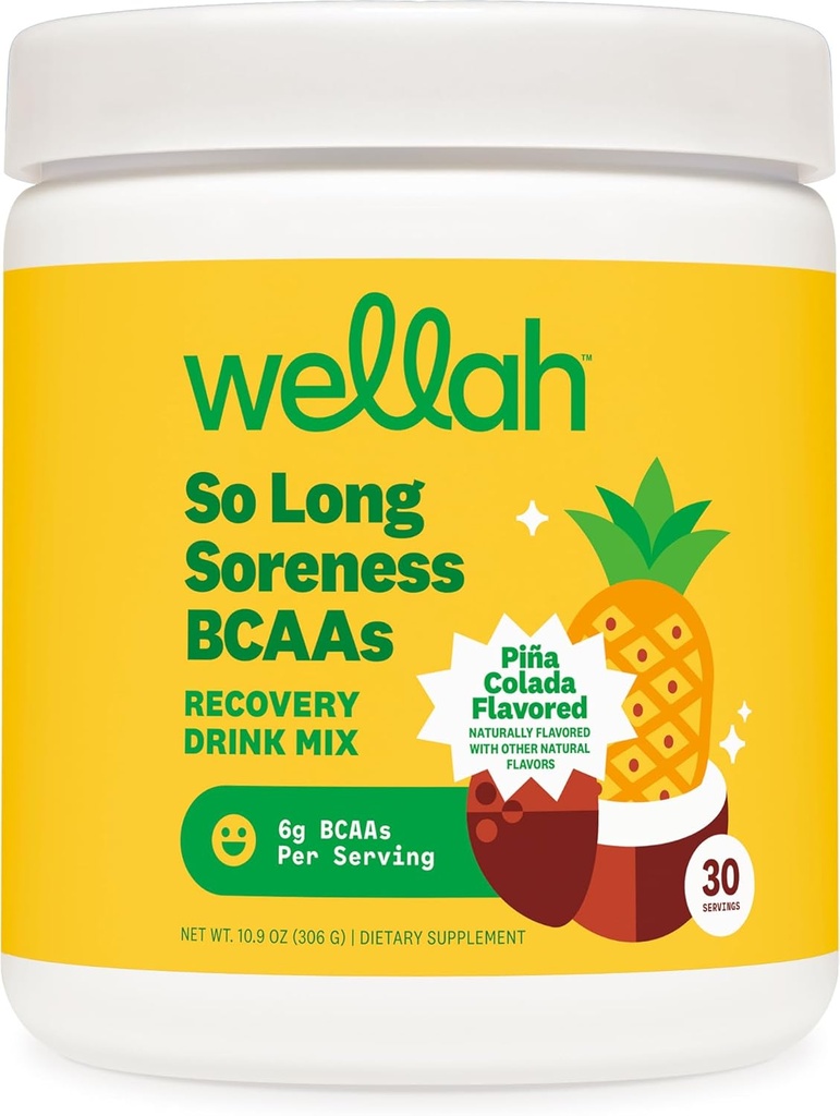 Wellah So Long Soreness BCAA 粉末(Pina Colada Flawared) 30 位服务者- 水力综合体