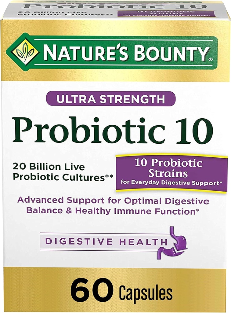 由自然的丰盛,超强的抗生素 10,免疫健康和消化平衡,60 Capsules