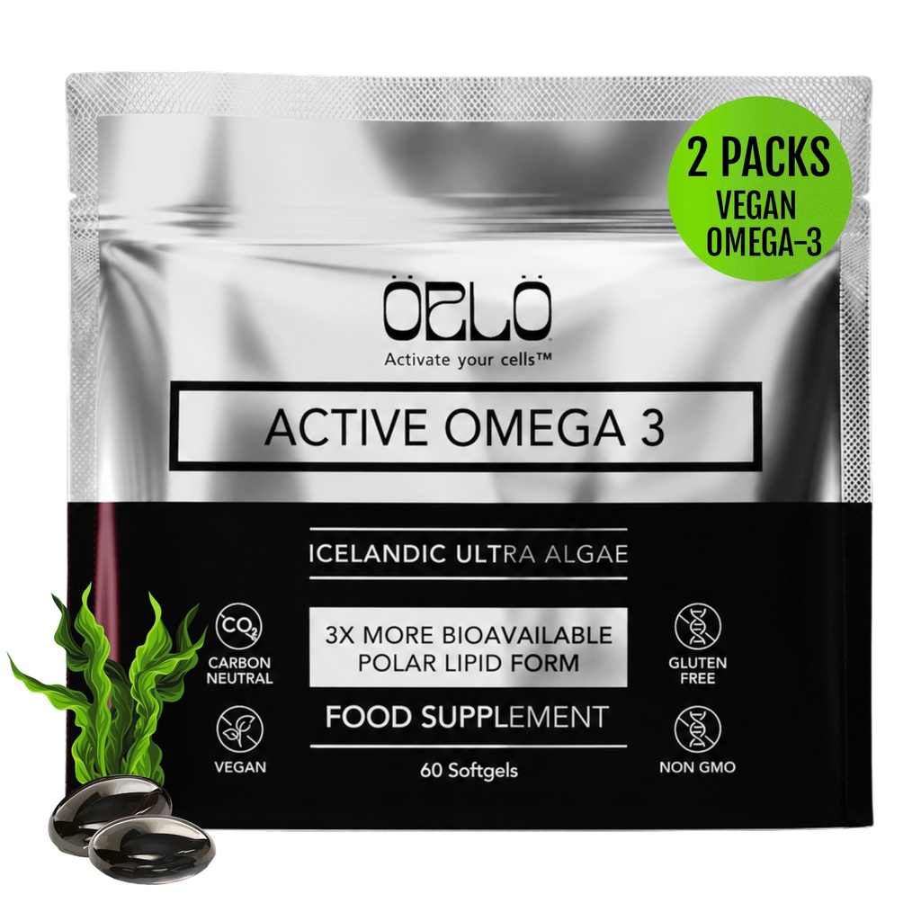 Orlo Omega 3 – Vegan Omega-3 补编(EPA & DHA) — Algae Olega 石油的超强鱼油和磷虾替代品(120个小型Burpless软胶)