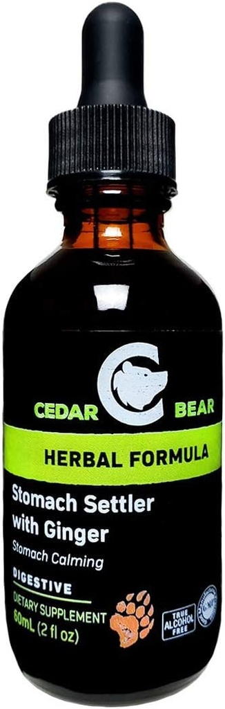 锡达熊胃 与姜一起定居 液态草药补充剂 有助于平息 泥质的胃 2 Fl Oz