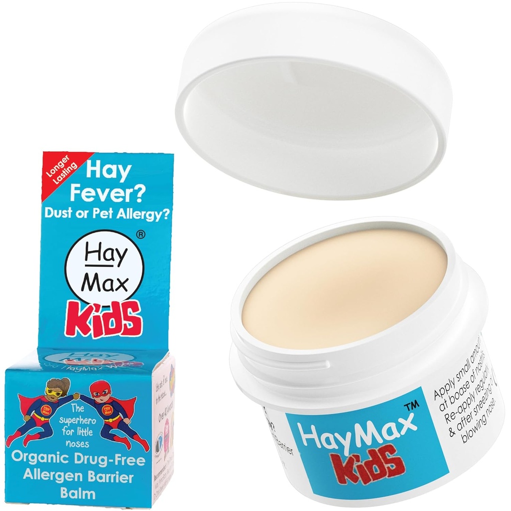 HayMax Allergen Bulm for Kids, 0.17 fl oz (5ml), 有机,自然与非沉淀,儿童Hay Fever过敏救济 - Traps Pollen, Dust & Pet Allergen - Ragweed & Cedar