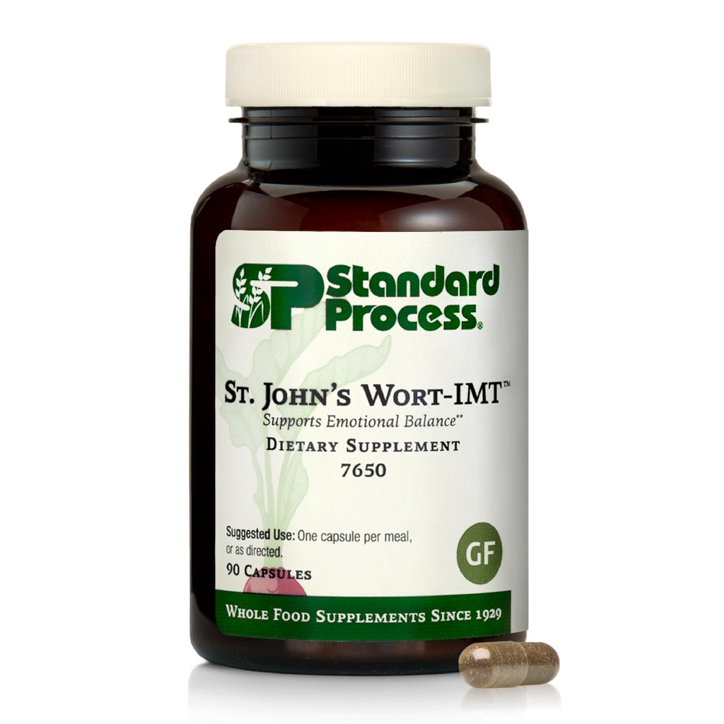 标准流程 St. John's Wort-IMT - 睡眠和应激救济草药补充 - 支持平衡和放松 - 非戴丽,非索伊和无胶 - 90 Capsules
