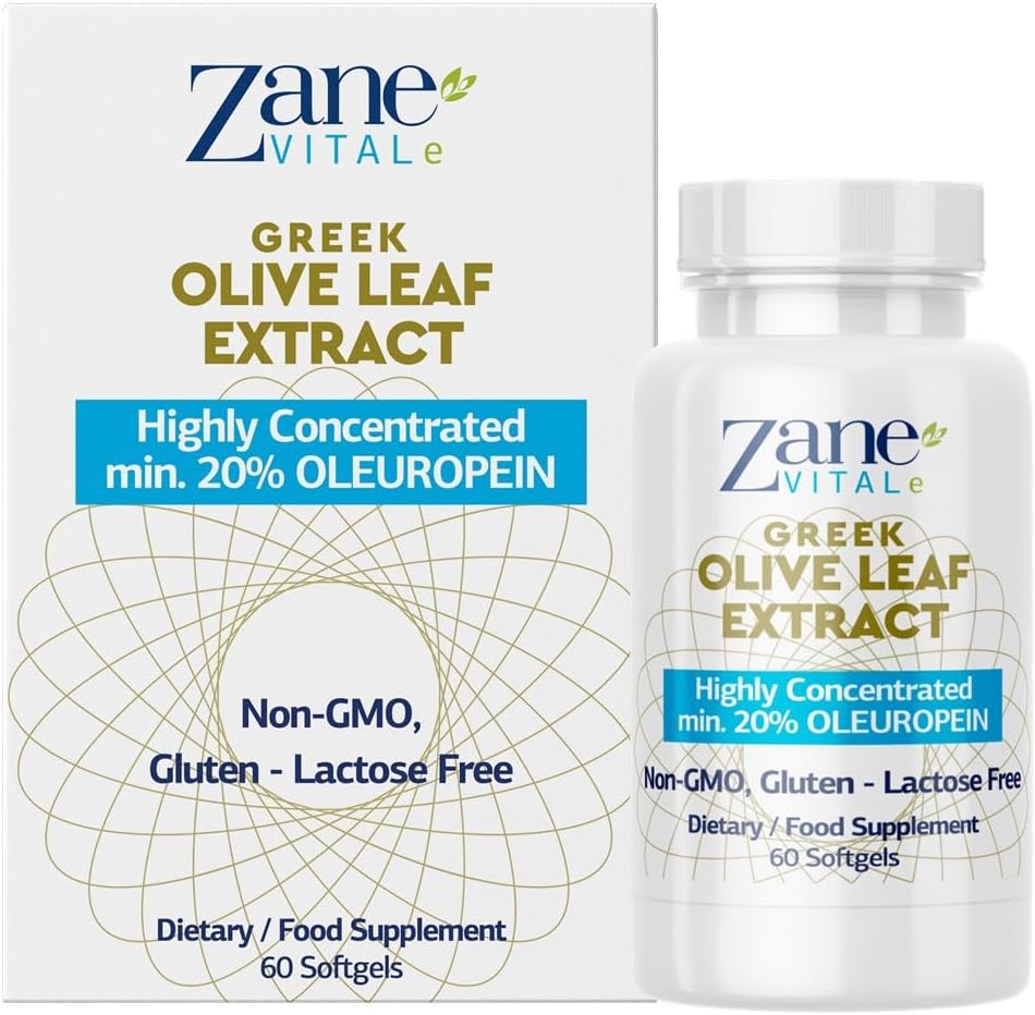 赞尼希腊橄榄叶提取 - 分量 20% Oleuropein - 提供免疫和健康血压支持,促进心血管系统健康 - 60 Capsules Non-GMO, Gluten - 乳糖 - Paraben Free