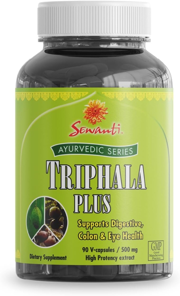 Sewanti Ayurvedic Triphala Capsules - 消化健康草药配方 - Amla, Bibhitaki, Haritaki - 90 V-Capsules/500毫克