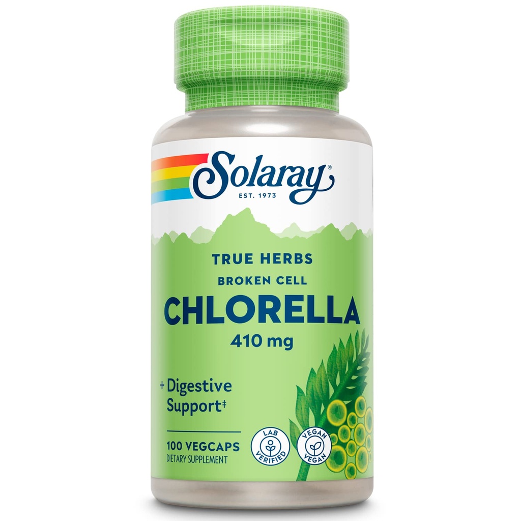SOLARAY 破碎细胞氯ella 410 mg → 营养物质-里奇超食品 w/ Naturally Ocentry 蛋白质,维生素,矿物,氯phy → 非GMO → 100 Veg Caps