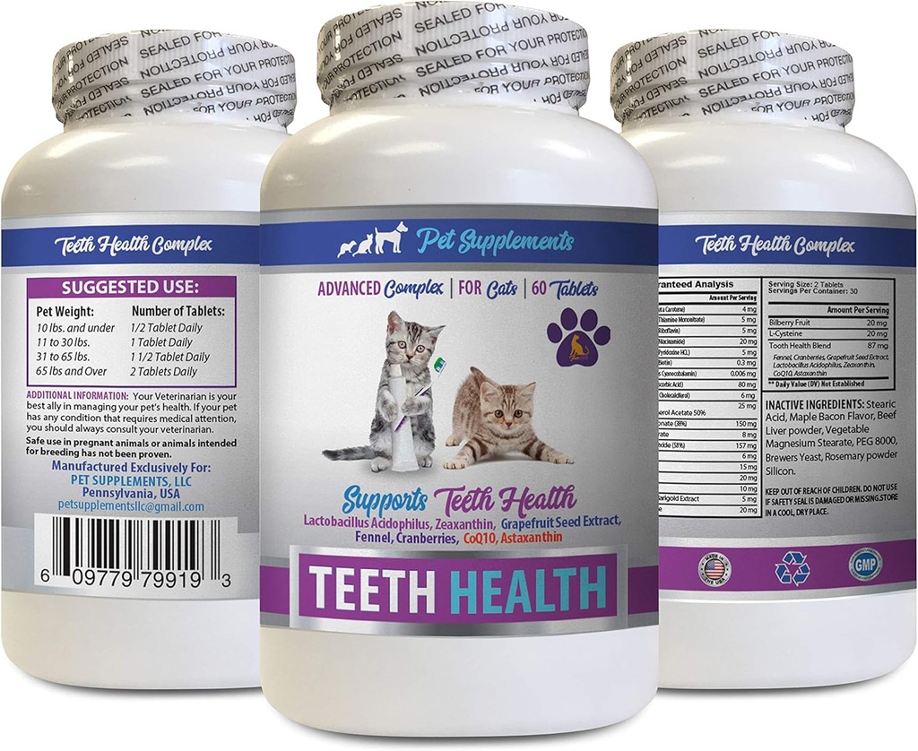 坏呼吸猫治疗 - CAT 牙齿健康 - 高级口腔健康综合体 - Immune Boost - 猫的生物素 - 1瓶(60片)