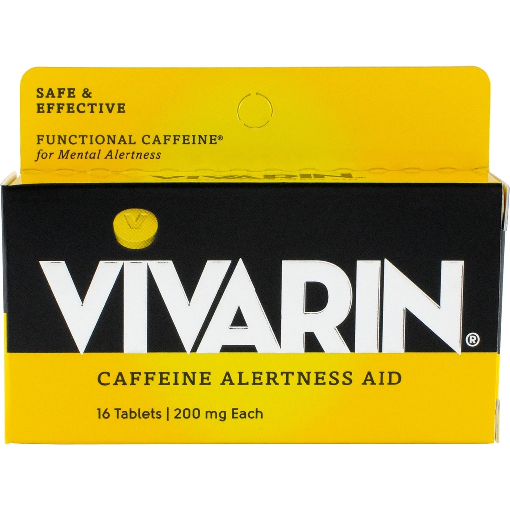 Vivarin, Cafeine Pills, 200mg Cafeine in Each Talet, 安全有效地帮助你保持清醒, 警示援助, 能源补充, 16 平板 - 1 pack