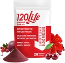 120LIFE 血压支持,天然甜菜根粉 饮用与石榴粉混合, Cranberry Supplement, Tart Cherry, Hibiscus, 和镁(28种服务) - Gluten-free, Vegan