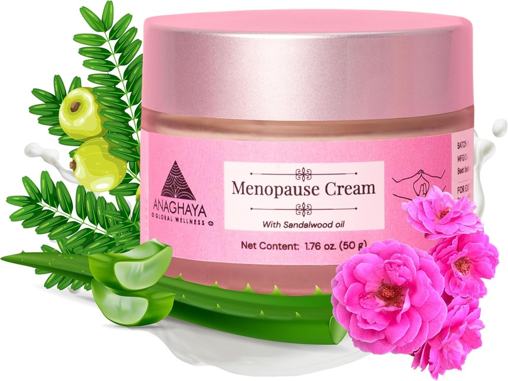给有桑达尔木油和纯玫瑰水的妇女做更年期奶粉 – 给女性做更年期支助 – 安慰救济 – 平衡多莎 – 自然舒适和平静 - 1.76 Fl oz