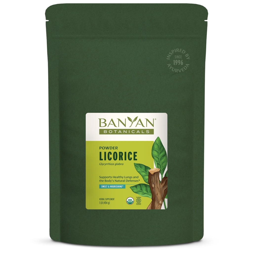 Banyan植物学 Licorice Powder – 有机糖根粉(Glycyrrhiza Glabra) – 支持健康消化和呼吸系统功能* – 1 lb. – 非GMO 可持续来源 Vegan