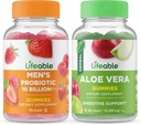 活生生的男性 10亿 + Aloe Vera, Gummys Bundle - Great Tasting, Vitamin Supplement, Gluten Free, GMO Free, Chewwable Gummy (英语:Gluten Free, Gluten Free, Gluten Free, GwO Free, Chewable Gummy) (美国英语).