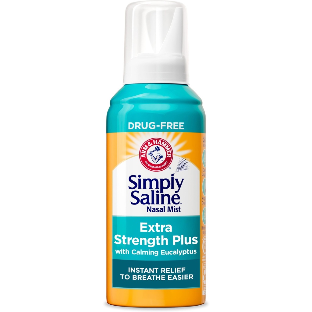 Arm & Hammer 简而言之 Saline extra strong Plus Eucalyptus 鼻雾用于严重摄入, 4.6 oz