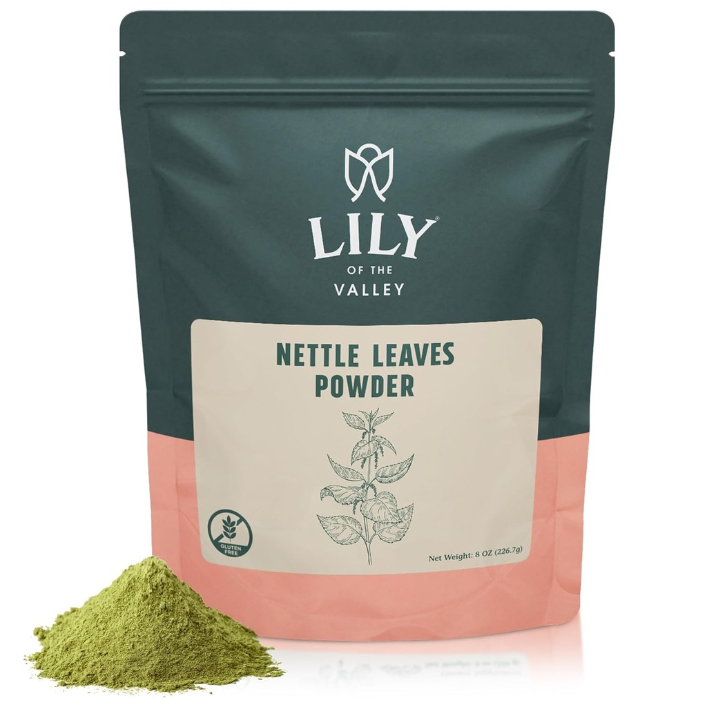 VALLLY NetTLE 叶粉 - 轻度干燥和地面 - 100% 天然刺网 - 理想添加到食谱 - Vagen & Gluten-Free - 包装在可收回的邮袋中(8oz,226g)