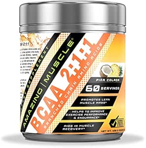 惊人的肌肉 BCAA 2: 1:1 支链氨酸 补充 + 6000 Mg Per service → Pina Colada Flavor → 60 services