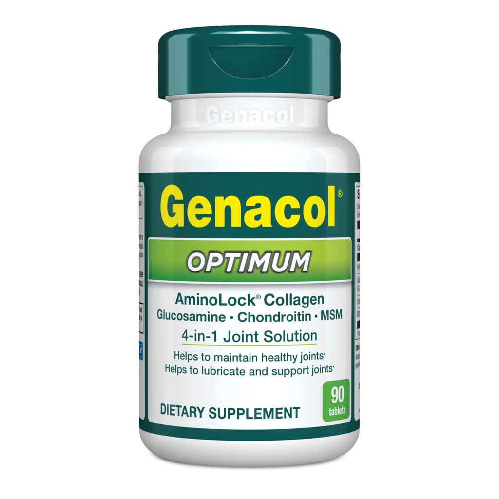 Genacol Optimum – Glucosamine, Chondroitin, MSM 和 Ultra-Hydrodrolyzed Collagen 片, 维护健康关节, 保护与润滑油卡蒂拉奇, 90 片(30日供应)